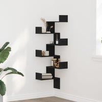 Wall Corner Shelf Black Oak 45x45x147 cm Engineered Wood