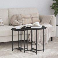 Berkfield Home Side Table Set of 2 - Black Oak & Metal