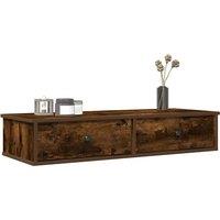 Berkfield Home Wall Shelf with Drawers Smoked Oak 100x37.5x19 cm Engineered Wood in Brown