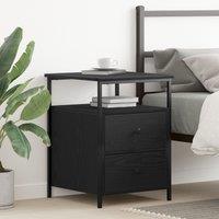 Berkfield Home Bedside Cabinet Black Oak 44x45x60 cm Engineered Wood & Steel | Size: 44 x 45 x 60 cm