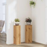 Berkfield Home Plant Stand 2pcs Artisan Oak 17x17x60 cm Engineered Wood in Brown | Size: 17 x 17 x 60 cm