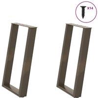 Berkfield Home vidXL Dining Table Legs U-Shaped 2 pcs Natural Steel 60x(72-73) cm Steel in Brown