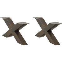 Berkfield Home Coffee Table Legs X-Shaped 2 pcs Natural Steel 70x(30-31) cm Steel in Brown