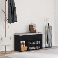 Berkfield Home Hall Bench Black Oak 60x30x45 cm Engineered Wood | Size: 60 x 30 x 45 cm