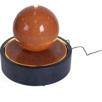 Primrose Melincourt Galvanised Zinc Sphere Water Feature with LED Lights 60cm in Brown
