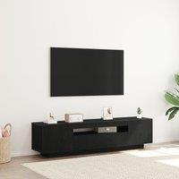Berkfield Home TV Stand with LED Lights - Black Oak, 160x35x40 cm, Made from Engineered Wood | Size: 160 x 35 x 40 cm