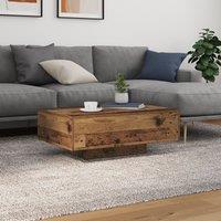 Berkfield Home Coffee Table with LED Lights Old Wood 85x55x31 cm in Brown | Size: 85 x 55 x 31 cm