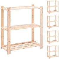 Berkfield Home 3-Tier Storage Racks 5 pcs 80x38x90 cm Solid Pinewood 150 kg in Beige | Size: 80 x 38 x 90 cm