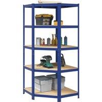 5-Layer Corner Shelf Blue Steel&Engineered Wood