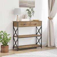 Berkfield Home Console Table Artisan Oak 75x28x75 cm Engineered Wood & Steel in Brown | Size: 75 x 28 x 75 cm
