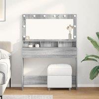 Berkfield Home Gray Sonoma Dressing Table with LED Lights - 100x41x135 cm in Grey | Size: 100 x 41 x 135 cm