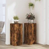 Berkfield Home Plant Stands 2 pcs Smoked Oak 30x30x70 cm Engineered wood in Brown | Size: 30 x 30 x 70 cm