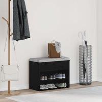 Berkfield Home Hall Bench Black Oak 60x30x45 cm Engineered Wood | Size: 60 x 30 x 45 cm