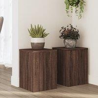 Berkfield Home Plant Stands 2 pcs Brown Oak 25x25x35 cm Engineered Wood | Size: 25 x 25 x 35 cm