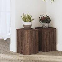 Berkfield Home Plant Stands 2 pcs Brown Oak 20x20x30 cm Engineered Wood | Size: 20 x 20 x 30 cm