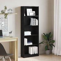 Berkfield Home Black Oak Bookshelf - 60x24x176 cm, Made from Engineered Wood | Size: 60 x 24 x 176 cm