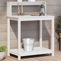 Berkfield Home Potting Table with Shelves White 82.5x50x109.5 cm Solid Wood Pine