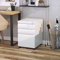 VINSETTO Mobile Vertical File Cabinet Lockable Metal Filling Cabinet w/ 3 Drawers Anti-tilt Design for Letter A4 Legal Size Fully Assembled Except