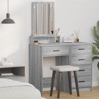 Berkfield Home Dressing Table with Drawers Grey Sonoma 50x41x140 cm in Light Grey | Size: 50 x 41 x 140 cm