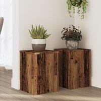 Berkfield Home Plant Stands 2 pcs Old Wood 25x25x35 cm Engineered Wood in Brown | Size: 25 x 25 x 35 cm