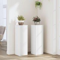 Berkfield Home Plant Stand 2pcs White 25x25x80 cm Engineered Wood | Size: 25 x 25 x 80 cm