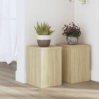 Berkfield Home Plant Stands 2 pcs Sonoma Oak 20x20x30 cm Engineered Wood in Brown | Size: 20 x 20 x 30 cm