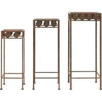 Berkfield Home Plant Stand Set 3 Pieces Vintage Style Metal Rusty in Brown