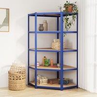 Berkfield Home 5-Layer Corner Shelf Blue Steel&Engineered Wood