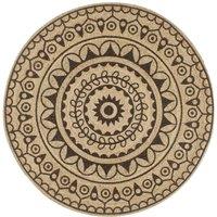 Handmade Rug Jute with Dark Brown Print 90 cm