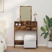 Berkfield Home Dressing Table with Drawers - Smoked Oak, 79x41x140 cm in Brown | Size: 79 x 41 x 140 cm