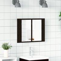 Berkfield Home LED Bathroom Mirror Cabinet Black Oak 60x12x45 cm Engineered Wood | Size: 60 x 12 x 45 cm