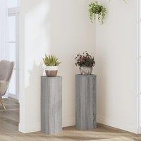 Berkfield Home Plant Stand 2pcs Grey Sonoma 17x17x60 cm Engineered Wood | Size: 17 x 17 x 60 cm
