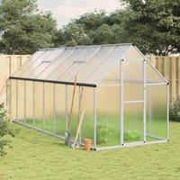 Berkfield Home Greenhouse with Base Frame Silver 445x169x195 cm Aluminium | Size: 445 x 169 x 195 cm
