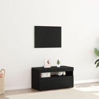Berkfield Home TV Stand with LED Lights - Black Oak - 75x35x40 cm - Made of Engineered Wood | Size: 75 x 35 x 40 cm