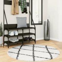 Shaggy Rug PAMPLONA High Pile Modern Cream and Black v 120 cm