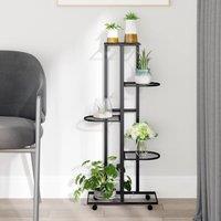 Berkfield Home 5-Floor Flower Stand with Wheels 44x23x100 cm Black Iron | Size: 44 x 23 x 100 cm