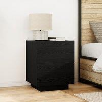 Berkfield Home Bedside Cabinet with LED Lights Black Oak 45x40x55 cm | Size: 45 x 40 x 55 cm
