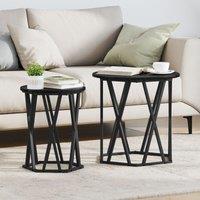 Berkfield Home Black oak Wood & Metal Medium Durable Coffee Table