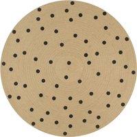 Berkfield Home Handmade Rug Jute with Print Polka Dot 120 cm in Black | Size: Medium
