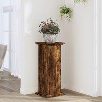 Berkfield Home Plant Stand Smoked Oak 33x33x80 cm Engineered Wood in Brown | Size: 33 x 33 x 80 cm