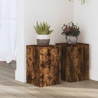 Plant Stands 2 pcs Smoked Oak 20x20x30 cm Engineered Wood
