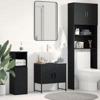 Berkfield Home Bathroom Sink Cabinet Black Oak 60x33x60 cm Engineered Wood | Size: 60 x 33 x 60 cm