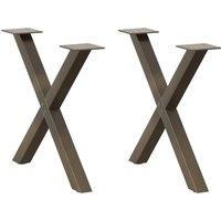 Berkfield Home Coffee Table Legs X-Shaped 2 pcs Natural Steel 60x(42-43) cm Steel in Brown