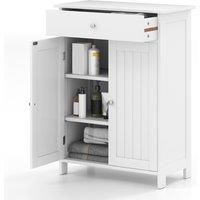 Gymax Bathroom Floor Cabinet Freestanding Storage Organizer With 2 Doors in White
