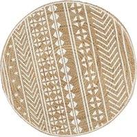 Berkfield Home Handmade Rug Jute with White Print 120 cm | Size: Medium
