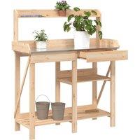 Potting Bench with Shelves Solid Wood Fir