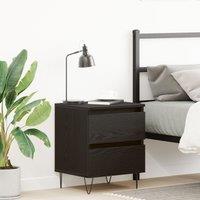 Berkfield Home Bedside Cabinet Black Oak 40x35x50 cm Engineered Wood | Size: 40 x 35 x 50 cm