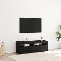Berkfield Home TV Cabinet with LED Black Oak 120x35x40 cm Engineered Wood | Size: 120 x 35 x 40 cm