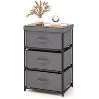 Costway 3 Chests of Drawers 3-Tier Nightstand Organizer Fabric Dresser with Metal Frame in Grey