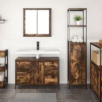 Berkfield Home 2-Piece Bathroom Furniture Set in Smoked Oak Engineered Wood in Brown